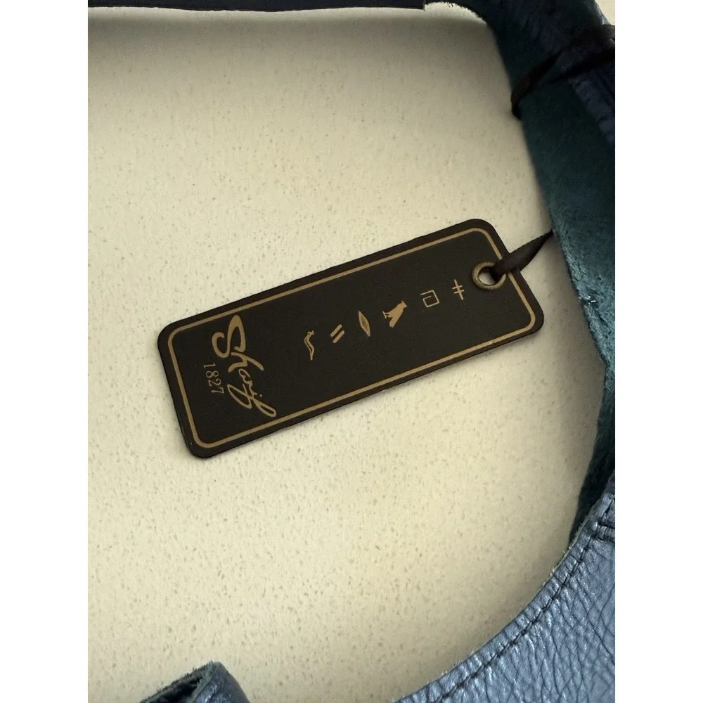 Sharif Legacy Pearlized Slouchy Leather Hobo with Wristlet Metallic Blue NWT